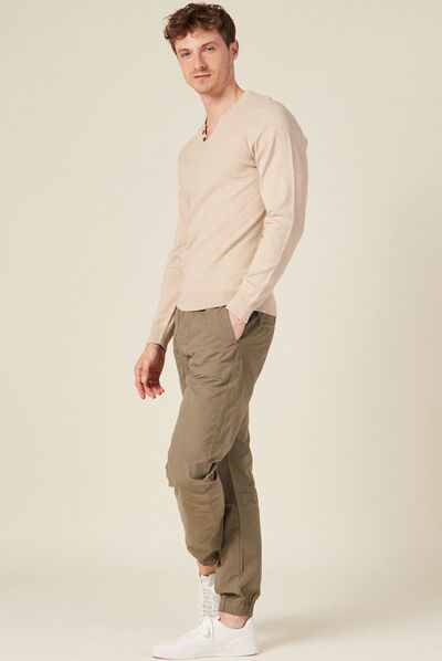 Pull manches longues beige homme