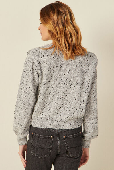 Pull manches longues gris clair femme