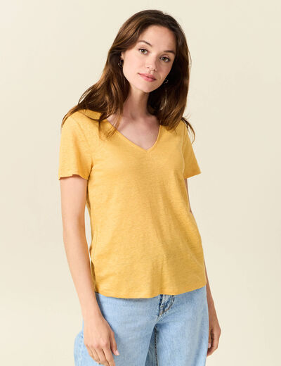 T-shirt éco-responsable jaune femme