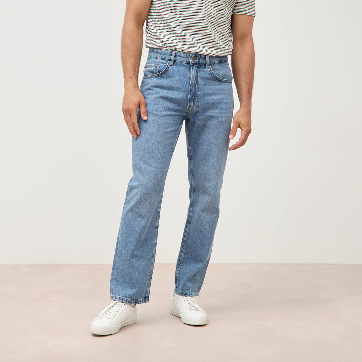 Jeans regular longueur 32 denim bleach homme