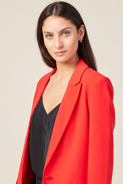 Veste esprit blazer cintrée rouge foncé femme