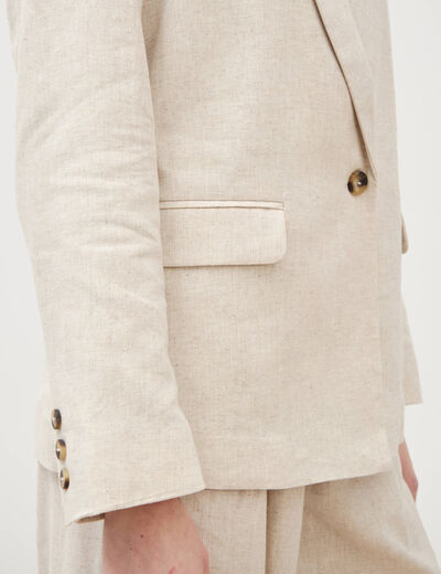 Blazer manches longues col tailleur sable femme