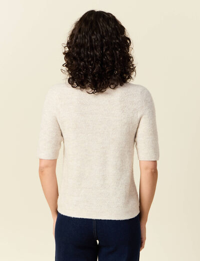 Gilet manches courtes creme femme