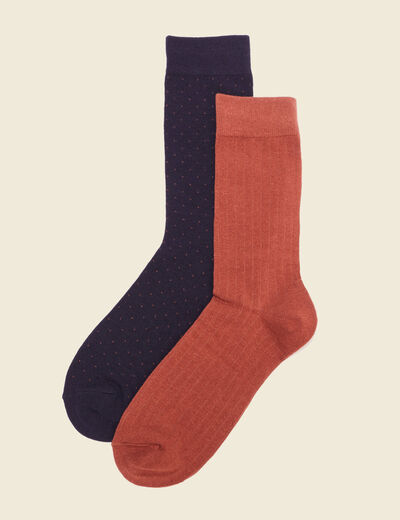 Lot 2 paires chaussettes marron cognac homme