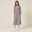 Robe cintr&eacute;e col v manches longues bleu marine femme