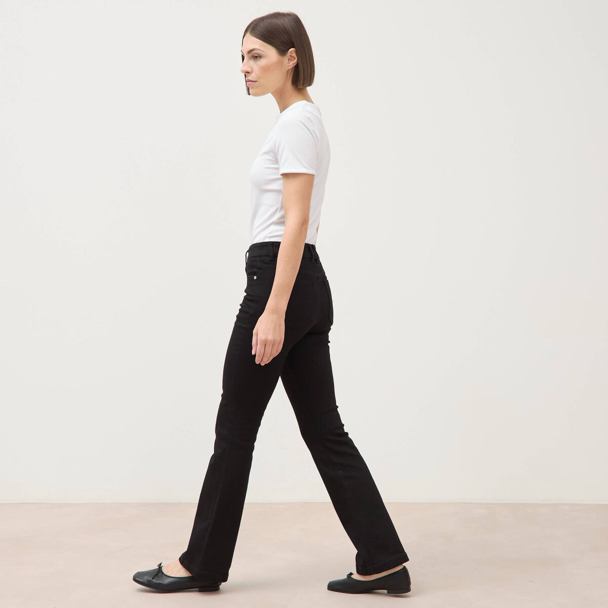 Jeans bootcut denim noir femme