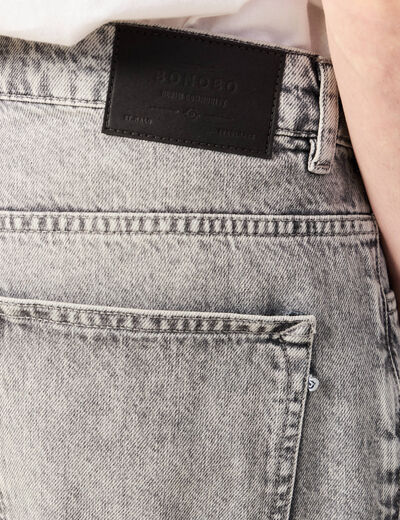 Jeans large 5 poches longueur 32 denim snow gris homme