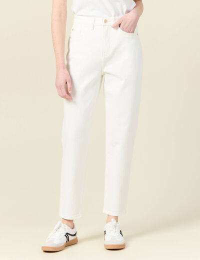 Jeans mom 7/8ème denim blanc femme