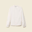 Blouse droite courte d&eacute;tail dentelle creme femme