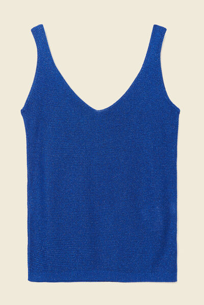 Pull débardeur bretelles bleu electrique femme