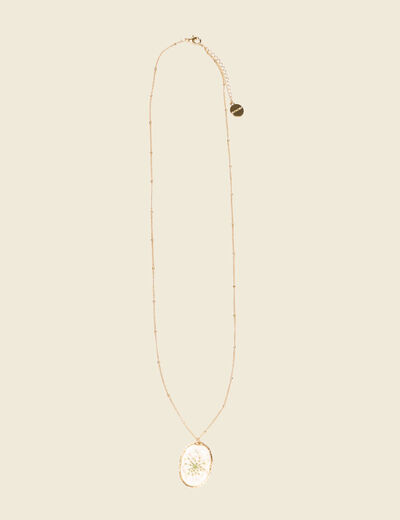 Collier pendentif résine couleur or femme