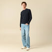 Pull fin col rond manches longues bleu marine homme