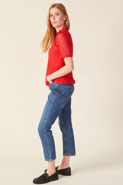 T-shirt manches courtes rouge femme