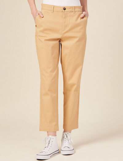 Pantalon chino fluide beige femme
