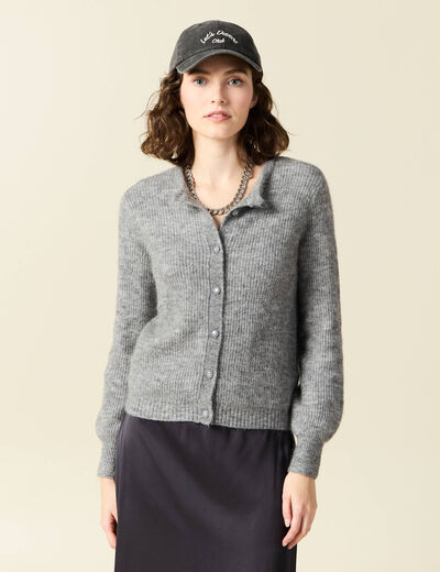 Gilet manches longues gris clair femme