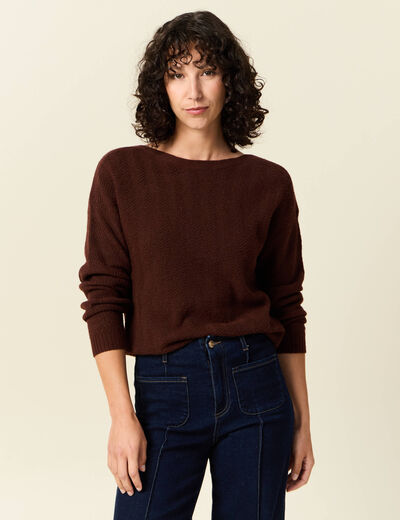 Pull manches longues marron femme
