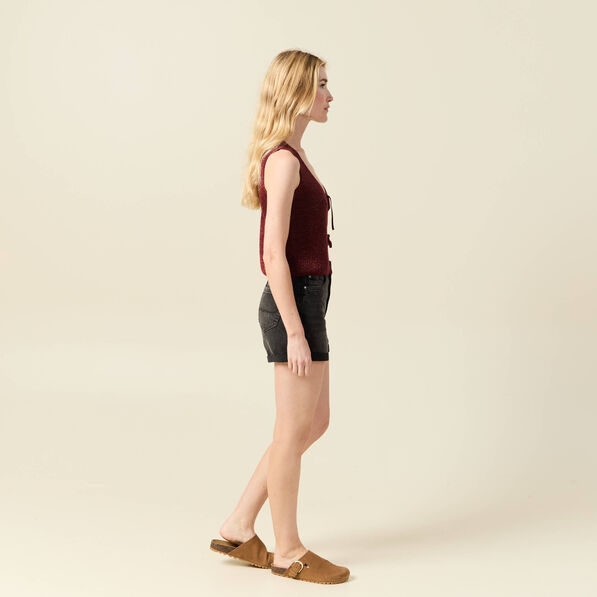 Débardeur tricot noué rose framboise femme