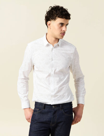 Chemise en coton manches longues blanc homme