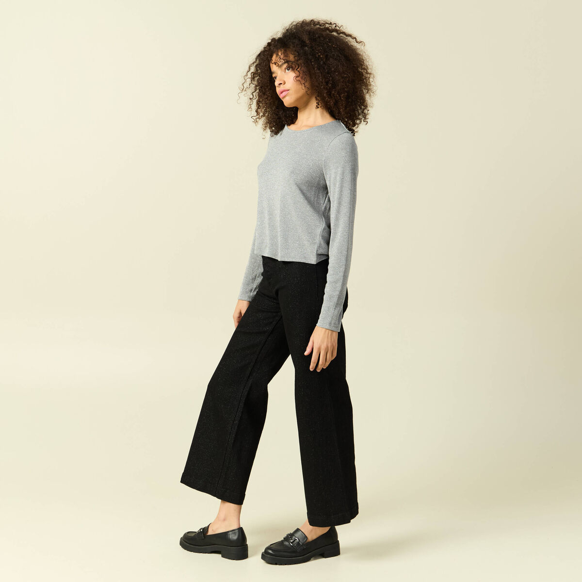 T-shirt manches longues gris femme