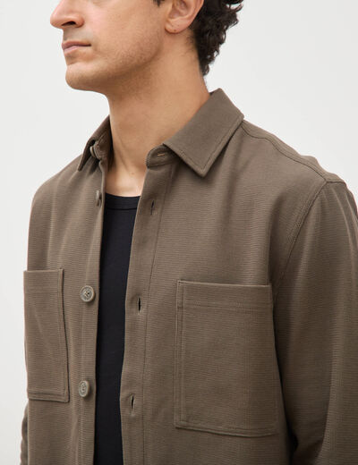 Surchemise manches longues taupe homme