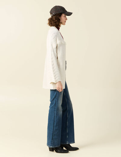 Gilet manches longues ecru femme