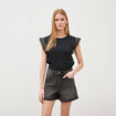 Short mom taille haute en jean denim gris femme