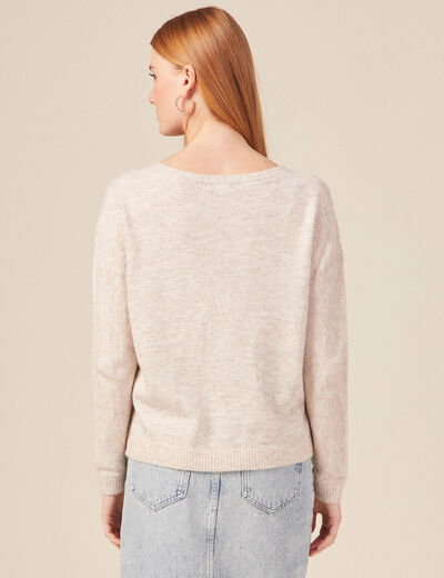 Pull manches longues creme femme