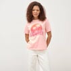 T-shirt droit col rond manches courtes rose saumon femme