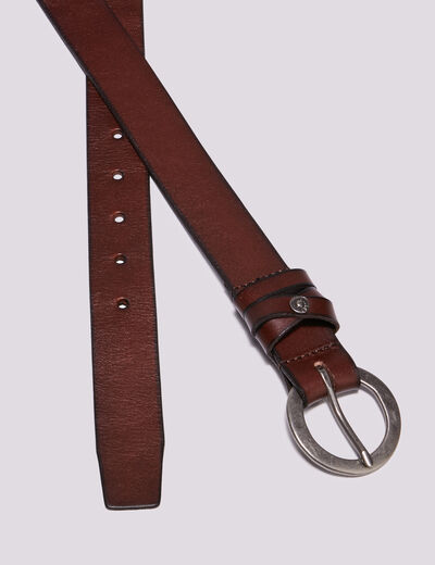 Ceinture en cuir marron foncé femme