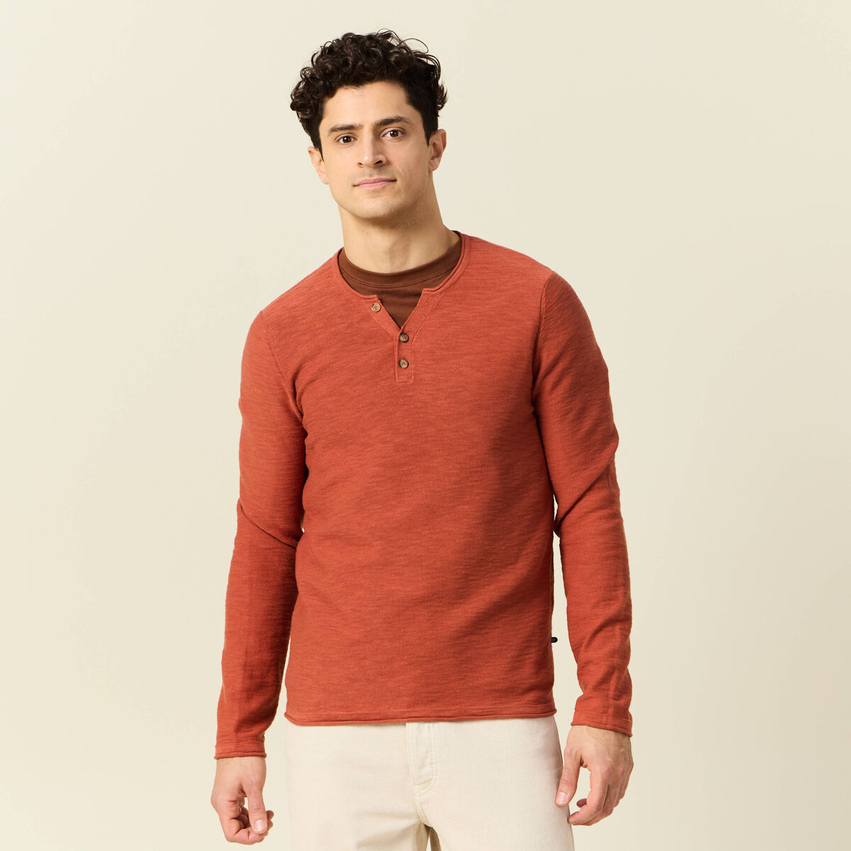 Pull manches longues rose homme