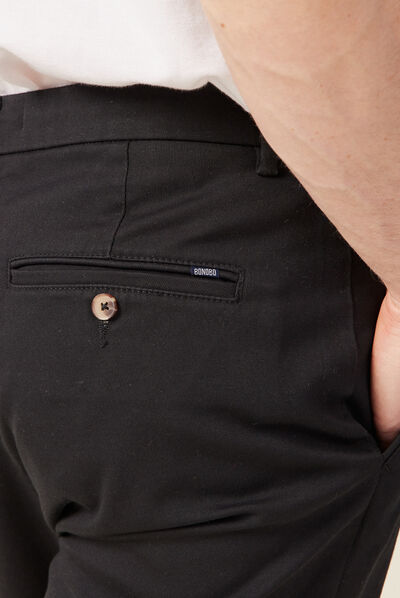 Pantalon chino 7/8ème noir homme