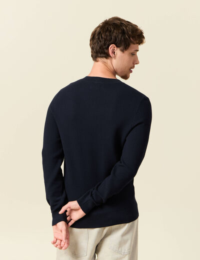 Pull col V bleu marine homme