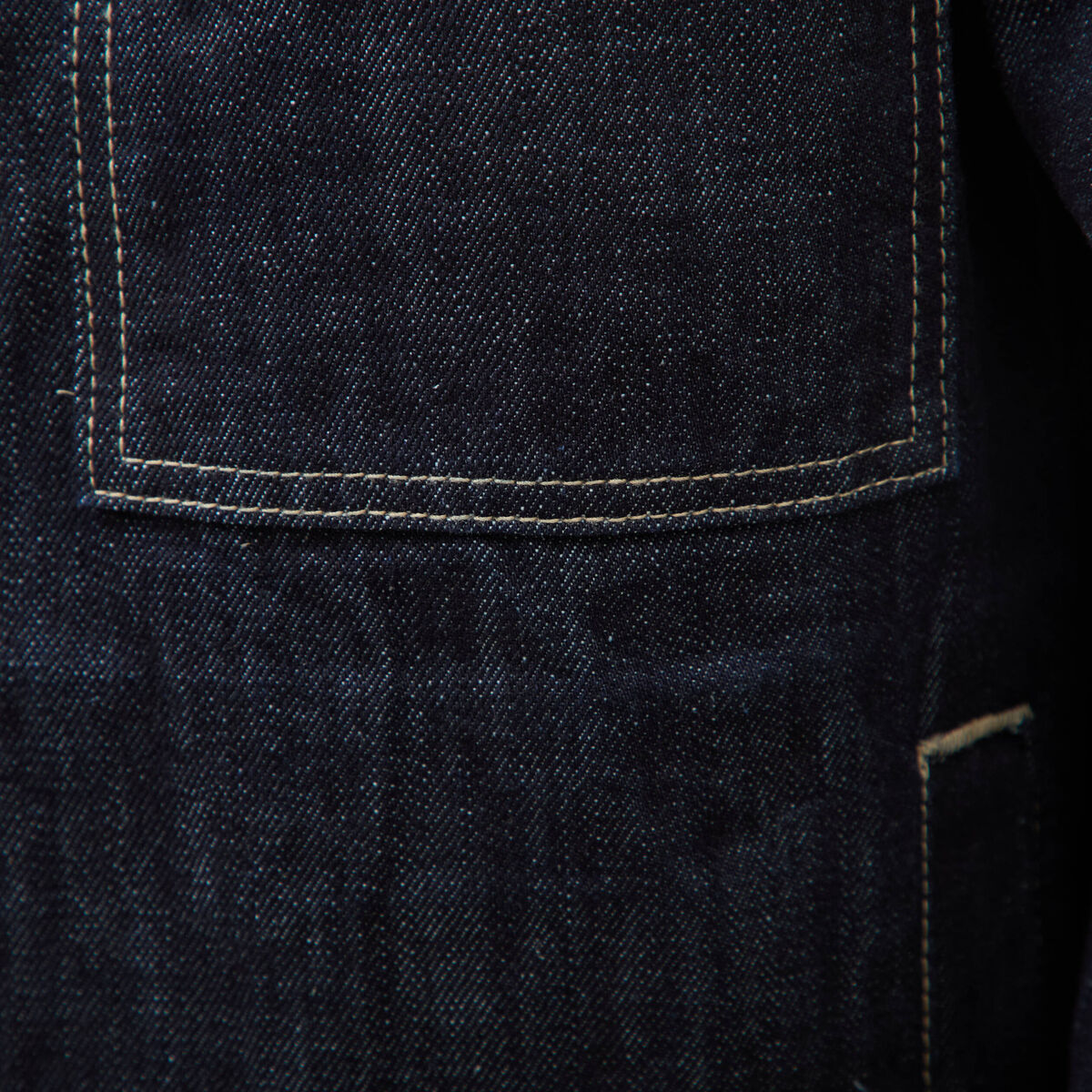 Veste droite en coton col classique denim brut rinse homme