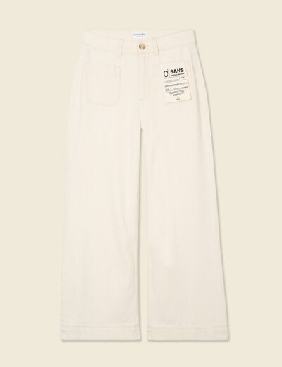 Pantalon large denim blanc femme