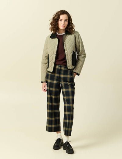 Pull 2 en 1 col rond manches longues marron femme