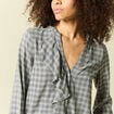 Chemise droite courte manches longues gris fonc&eacute; femme