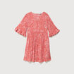 Robe fluide col rond manches coude orange corail femme