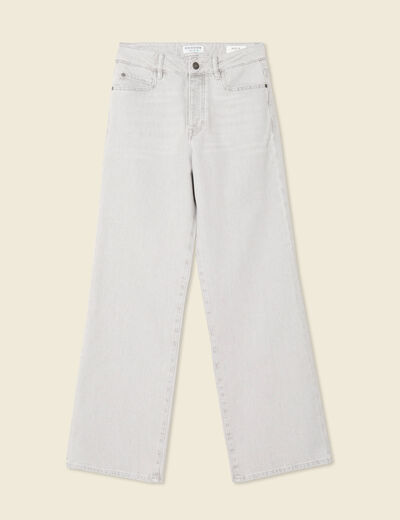 Jeans large taille haute denim gris clair femme