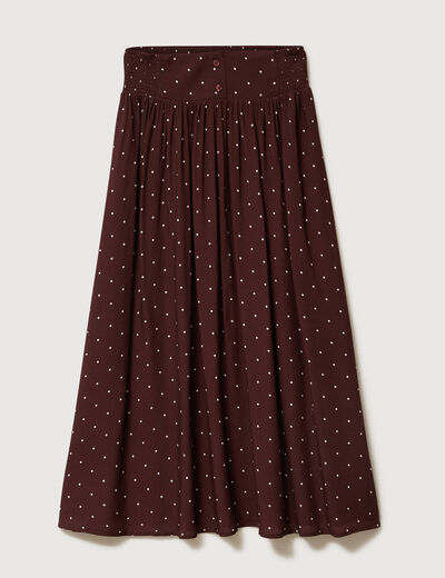 Jupe taille haute fluide marron femme