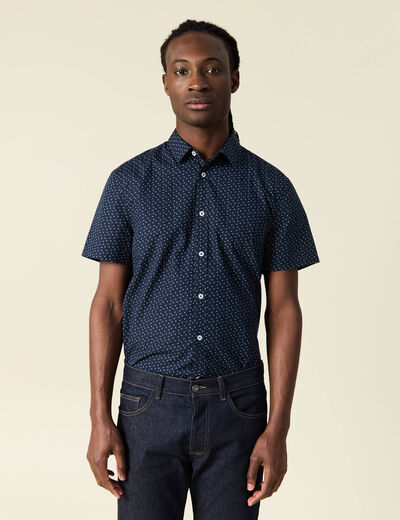 Chemise manches courtes bleu marine homme