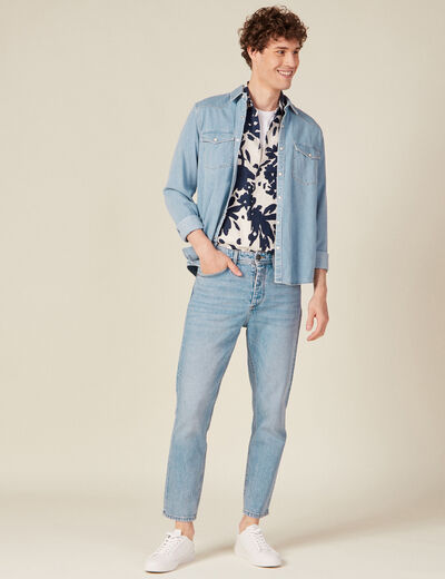 Jeans slim 5 poches denim bleach homme