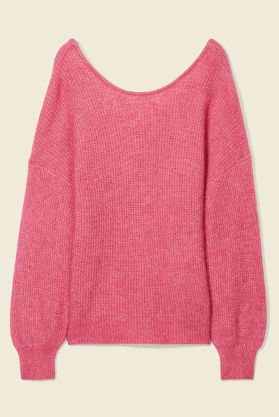 Pull manches longues 2-en-1 terracotta femme