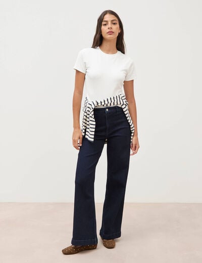 Jeans large taille haute denim brut rinse femme
