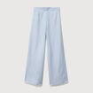 Pantalon large taille haute ceinture bleu ciel femme