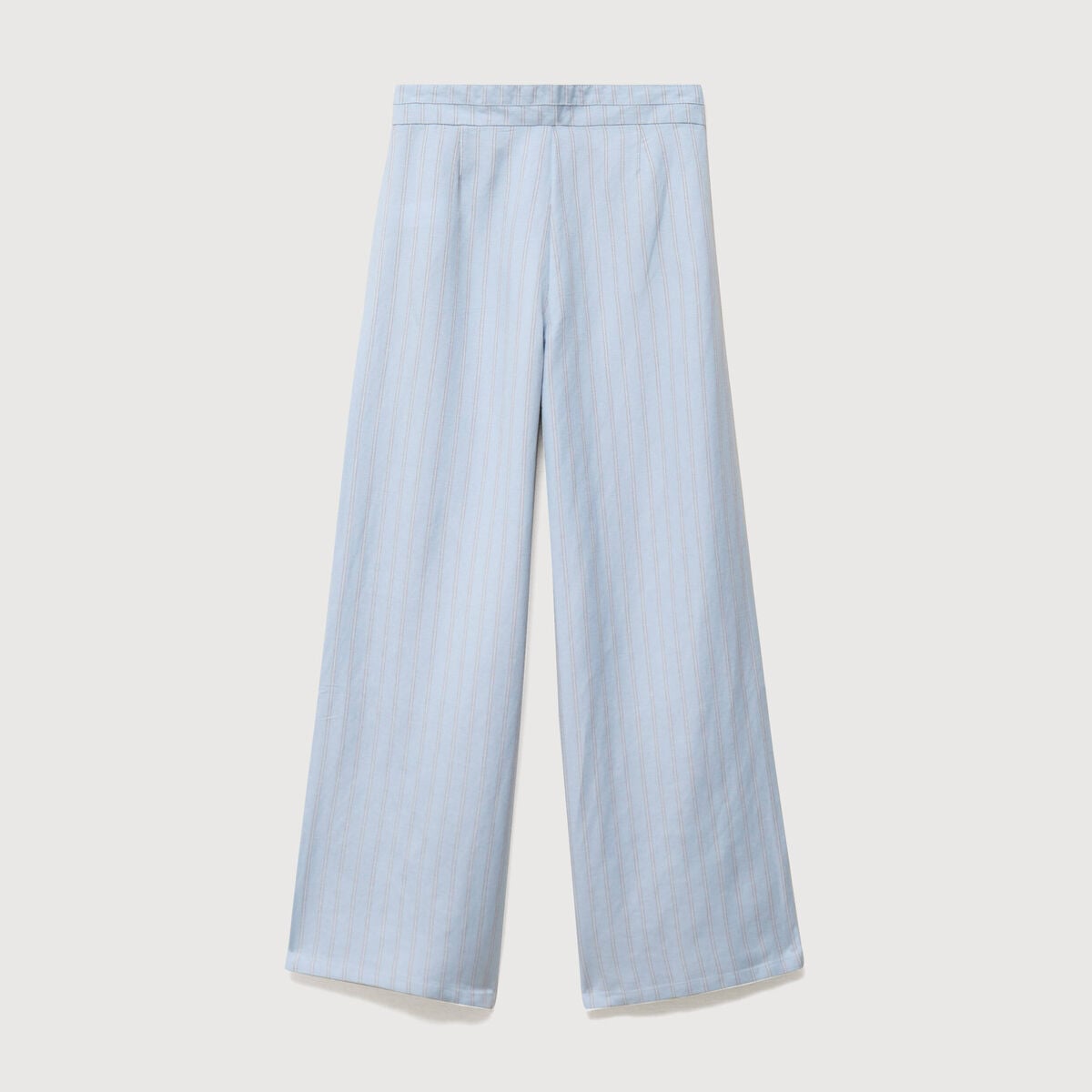 Pantalon large taille haute ceinture bleu ciel femme