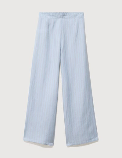 Pantalon large taille haute ceinture bleu ciel femme