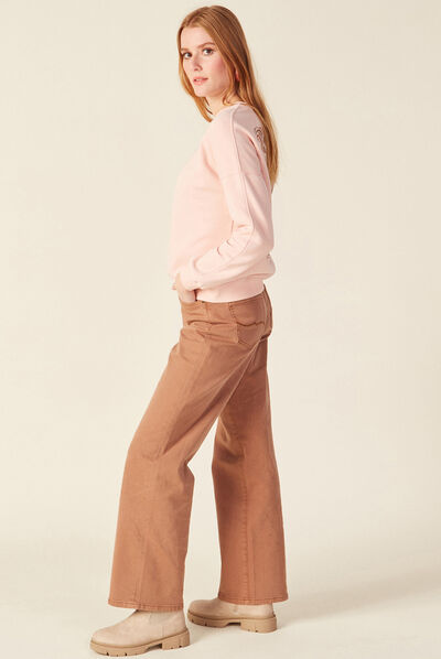 Sweat manches longues rose clair femme