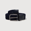 Ceinture fine tress&eacute;e bleu marine homme