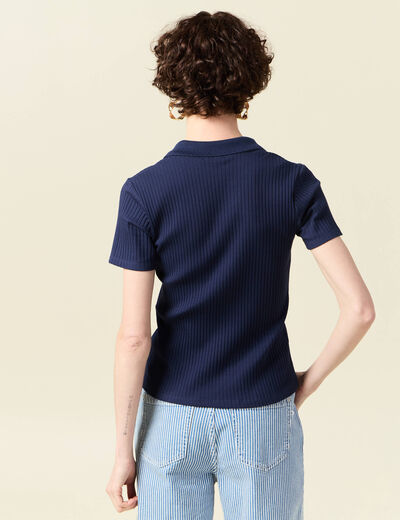 Polo manches courtes bleu marine femme