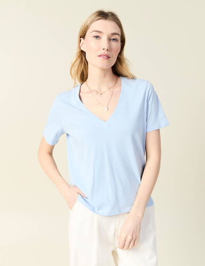 T-shirt manches courtes bleu clair femme